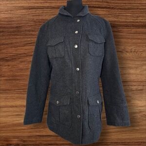 ALFRED SUNG Men's Charcoal Wool Blend Utility Jacket Size Med